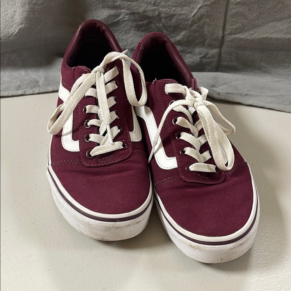 Vans Burgundy and White Sneakers